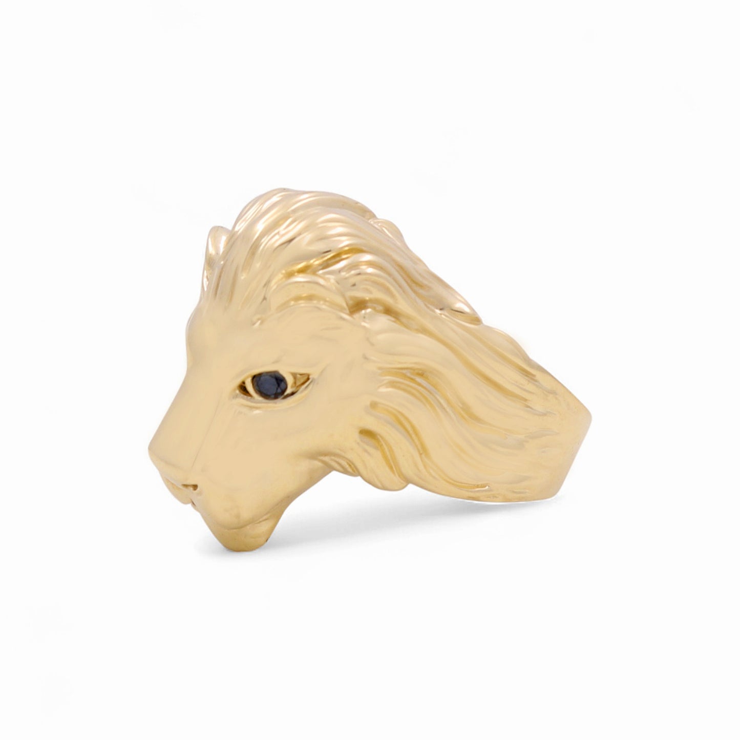14K Yellow Gold Lion Men’s Ring with Cz / Size 10.5 / Weight: 9.1 GR / DOMR4LN