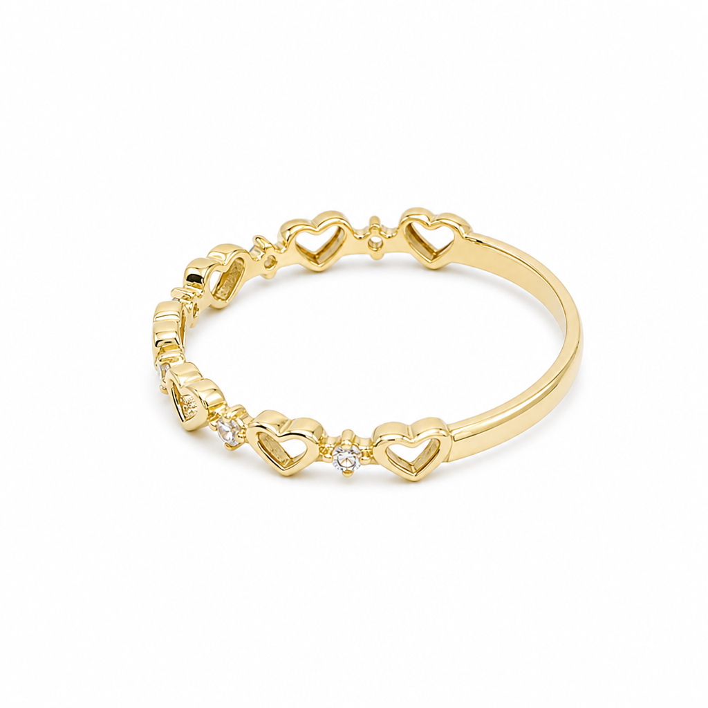 10K Yellow Gold Heart Women's Ring / Size: 6 / Stone: Cz / Weight: 0.8 GR / DQWR0HR-29