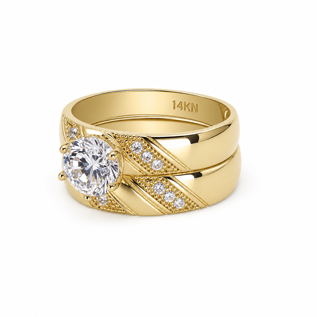 14K Yellow Gold Women’s Bridal Set / Stone: Cz / Size: 7 / Weight: 4.2 GR / KEEWR4BS-41