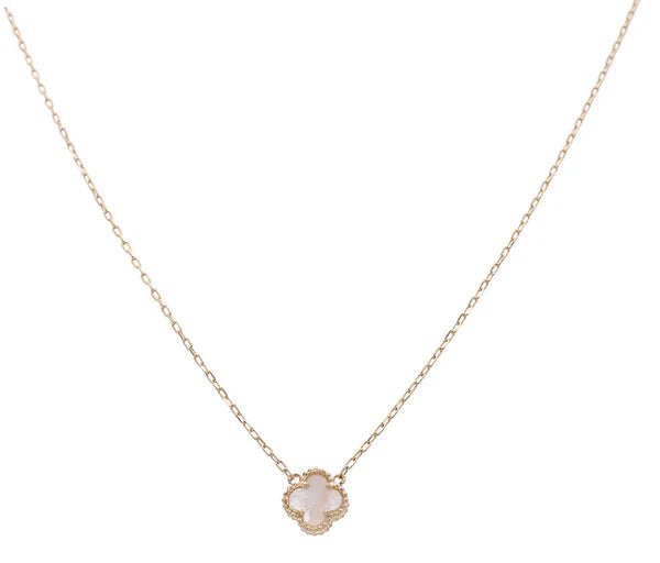 14K Yellow Gold Women's Necklace with One mother of Pearl Clover / Size 18" / Weight 5.4 GR / BONK4CLV-10