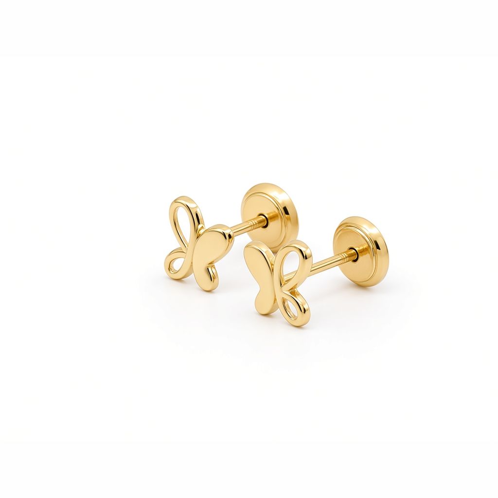 14K Yellow Gold Fashion Butterfly Stud Earrings / Size: Small / 6-333701P