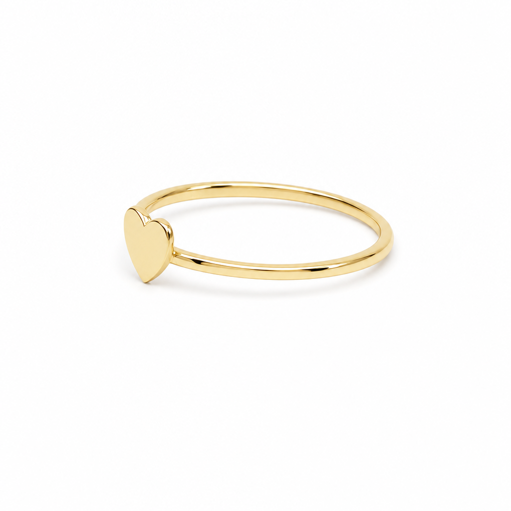 14K Yellow Gold Heart Women's Ring / Size: 7 / Weight: 1.1 GR / DQWR4HR-23
