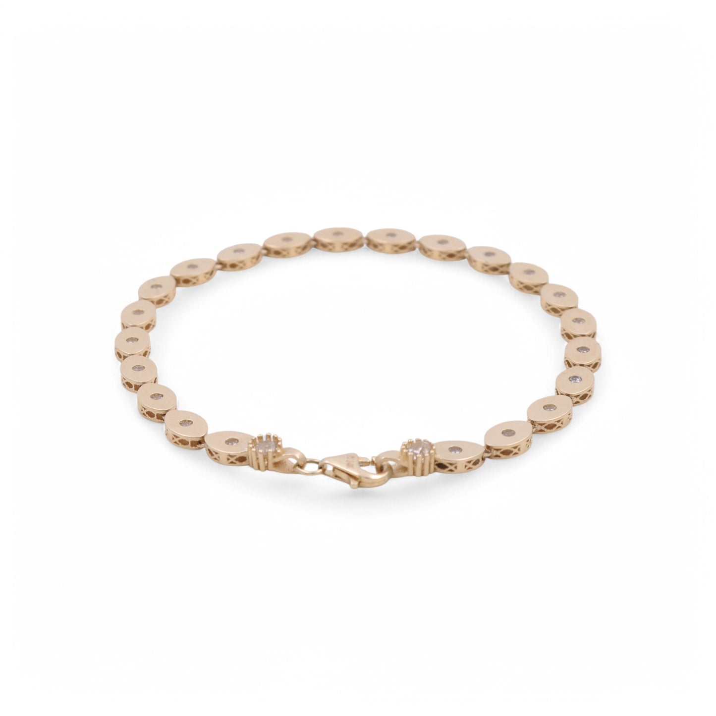 14K Yellow Gold Fashion Women's Bracelet with Cz / Size: 7" / Weight: 5.1GR / DPWB4FS-3