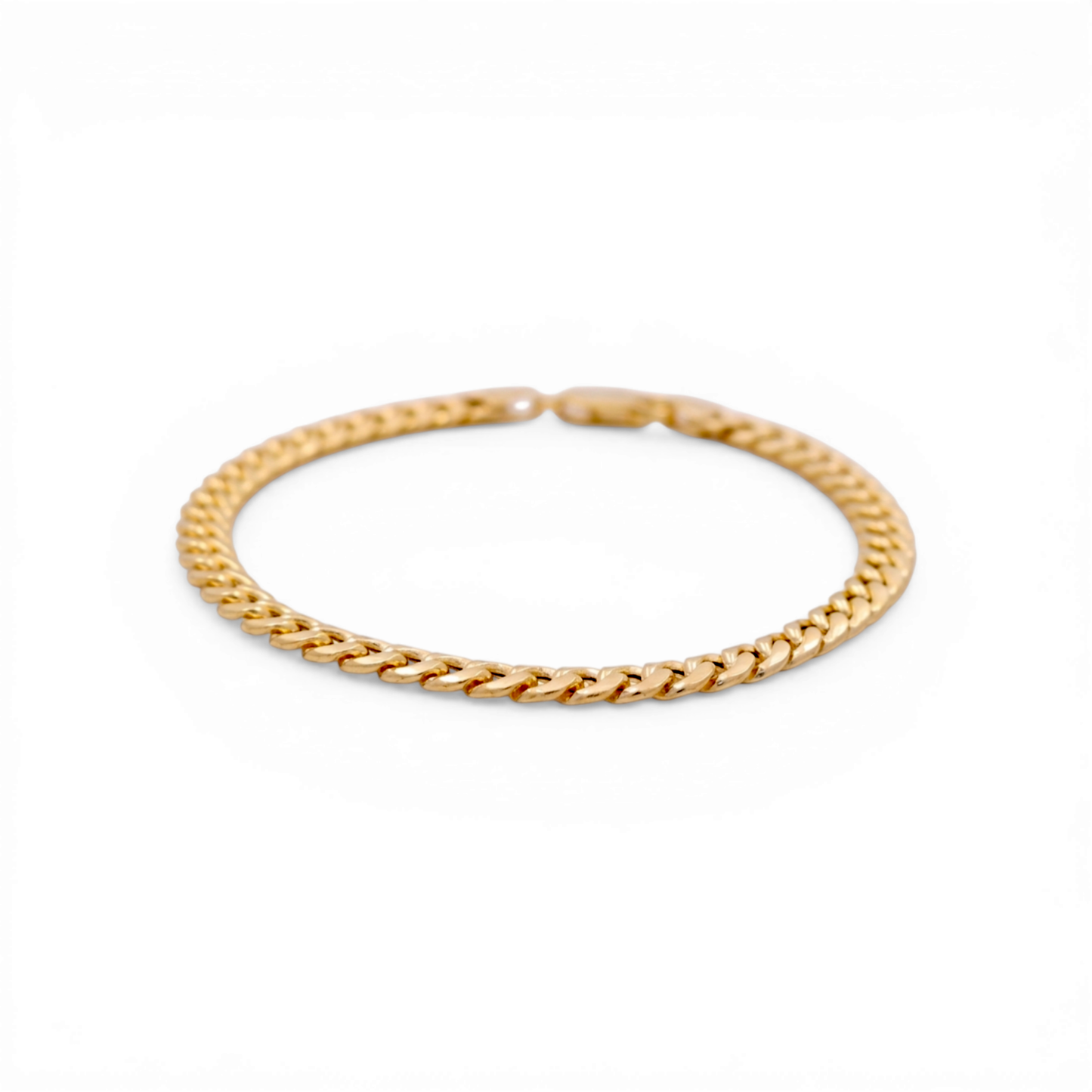 14K Yellow Gold Semisolid Cuban Link Men's Bracelet / Size: 3mm 8" / Weight: 3.2 GR / CSMB4CL3-8