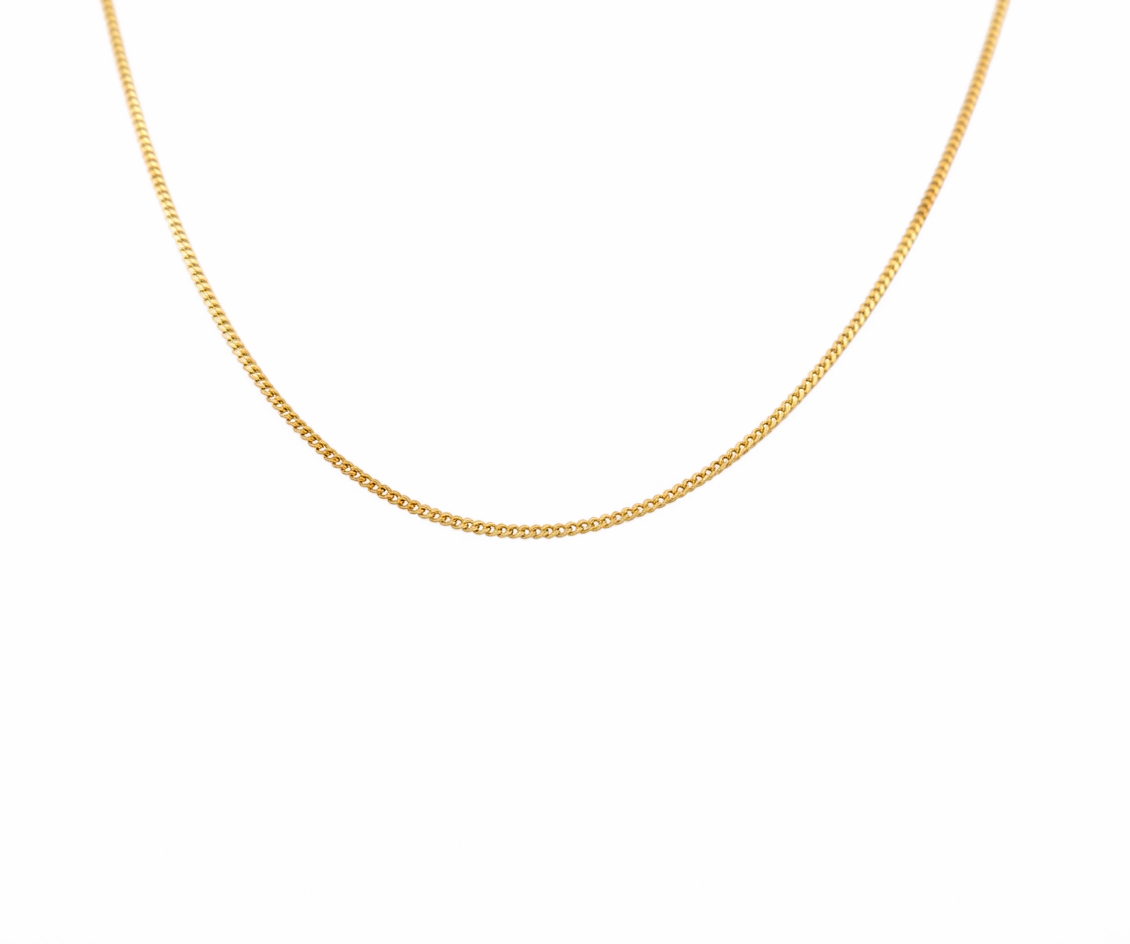 10K Yellow Gold Solid Baby Cuban Link Chain / Size: 2mm 16" / Weight: 5 GR