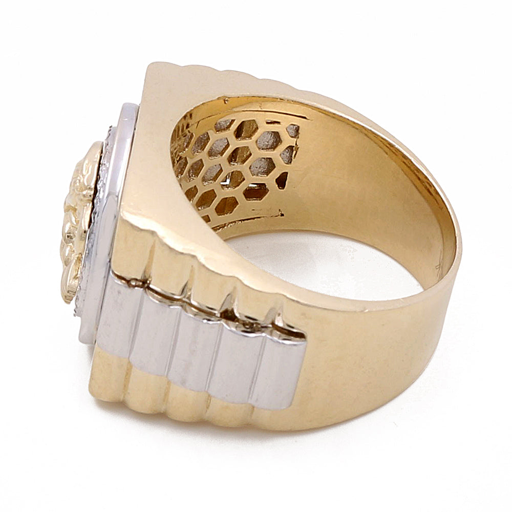 14K Yellow and White Gold Eagle Men’s Ring / CZ / Size 10 / Weight: 15.1 GR