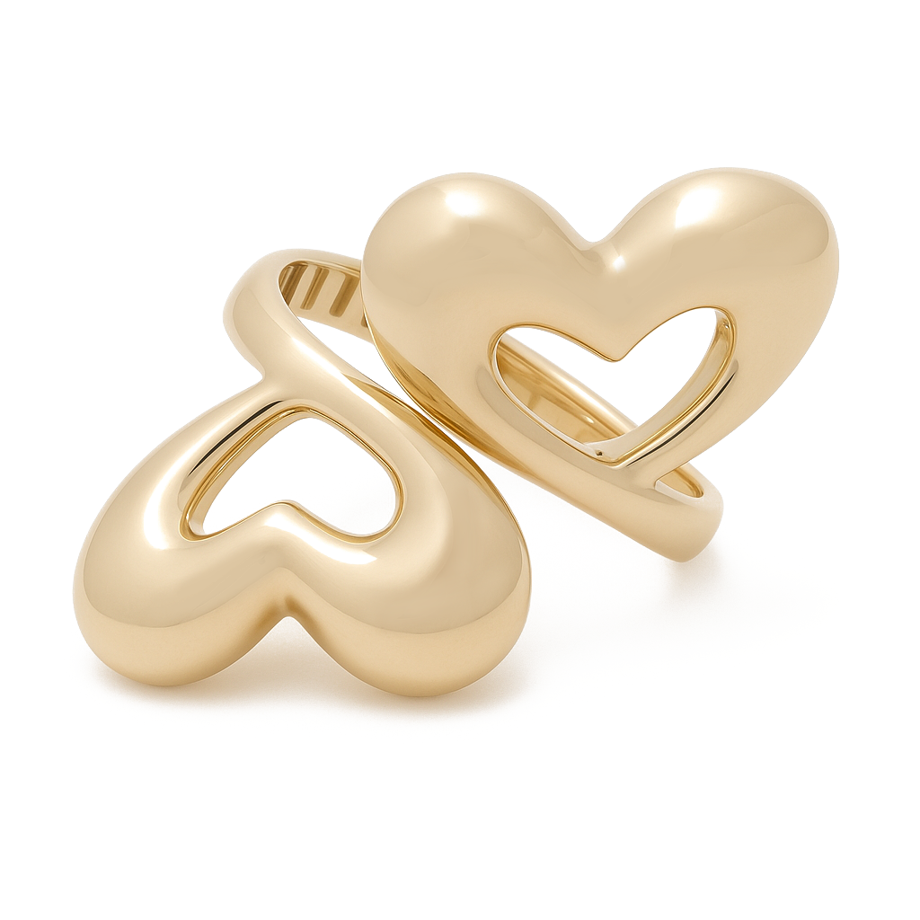 10K Yellow Gold Two Hearts Women's Ring / Size: 7.5 / Weight: 3.8 GR / Y24-458