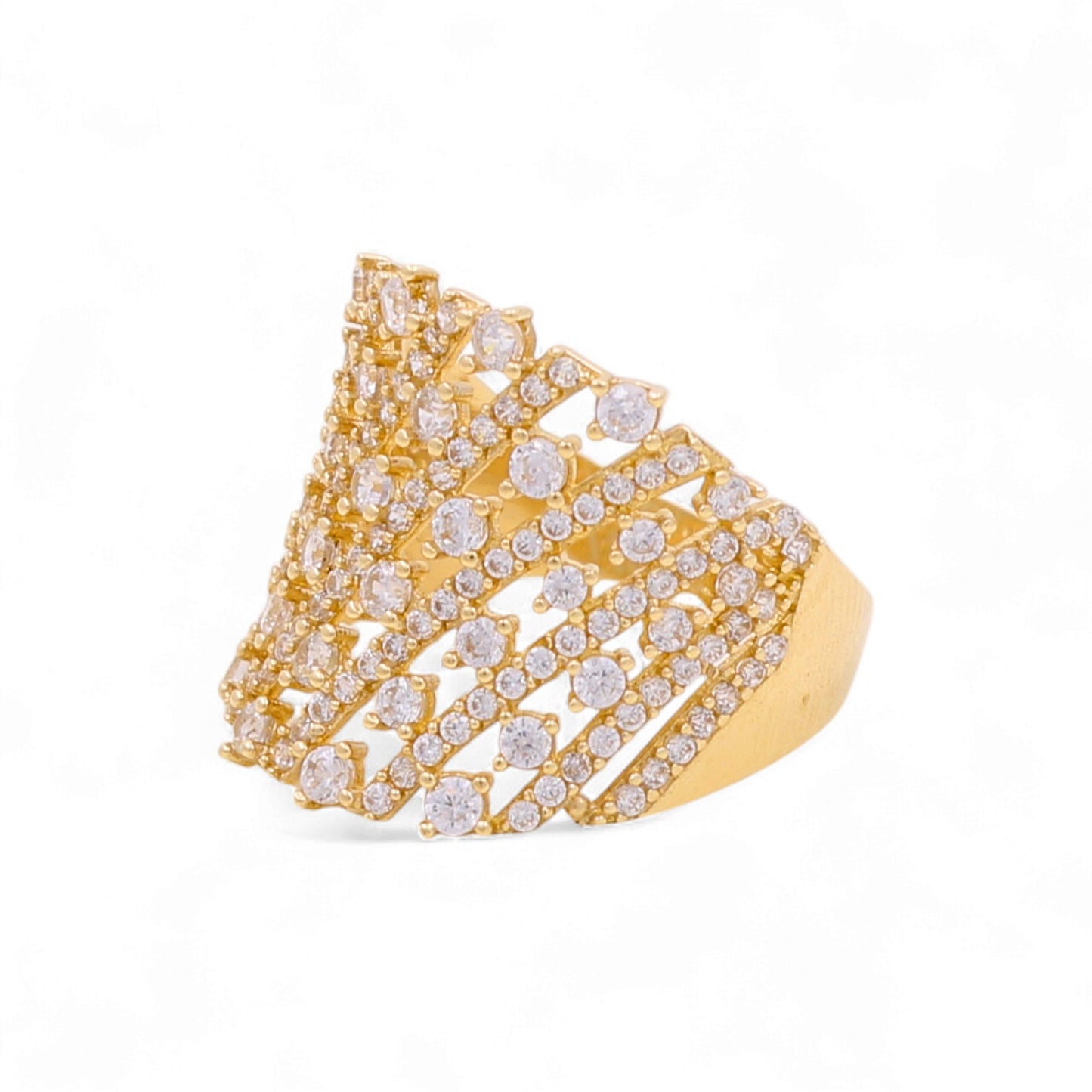 14K Yellow Gold Fashion Women’s Ring with Cz / Size: 7.5 / Weight: 4.2 GR