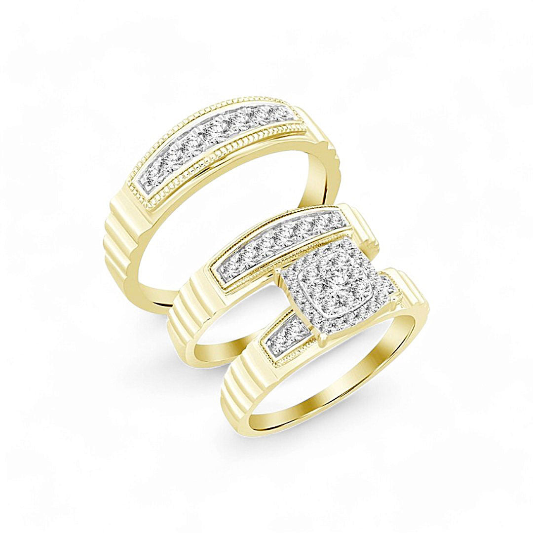 10K Yellow Gold Diamond Trio Set Ring / Stone: 0.75CT / Size: 7 & 10 / 229255Y
