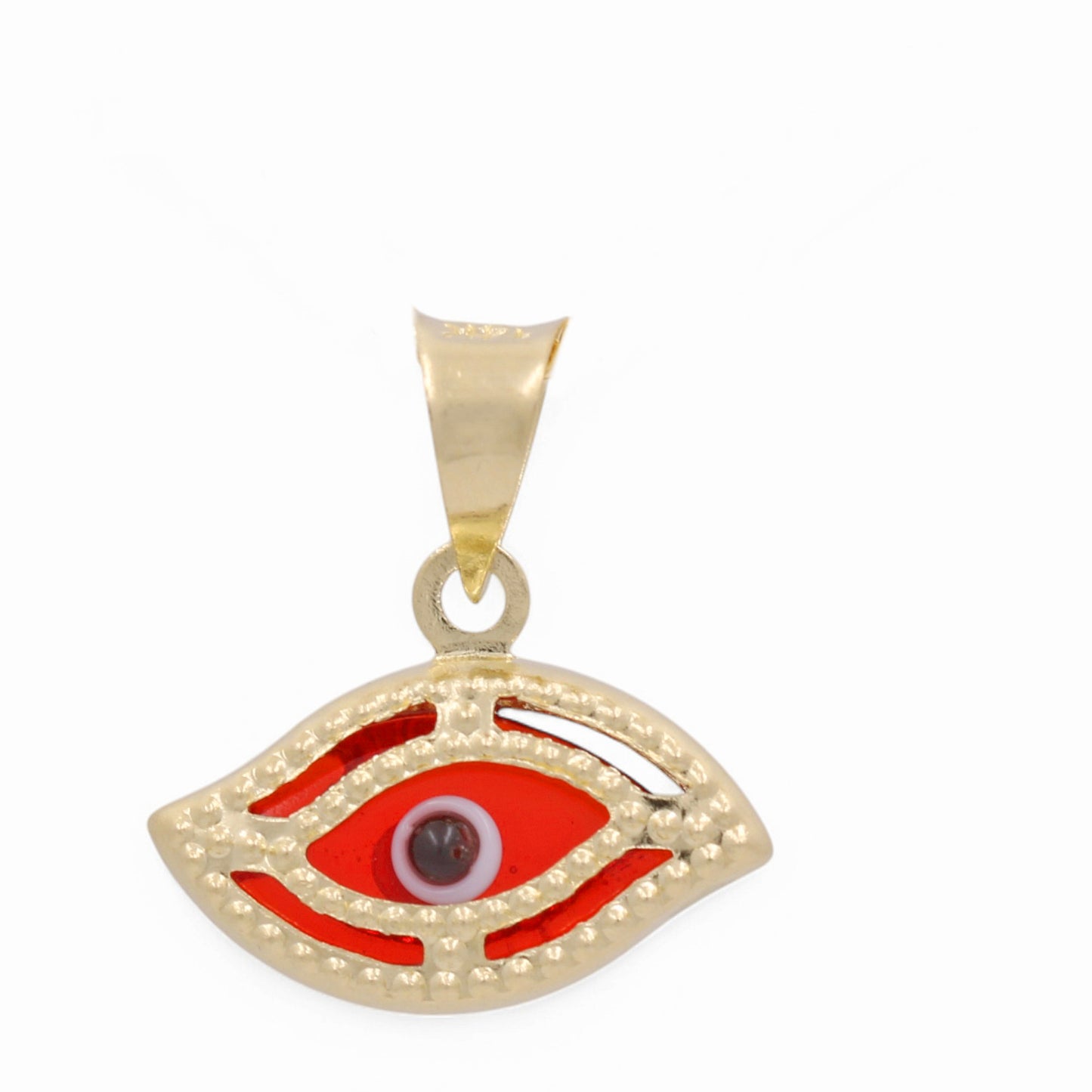 Colgante de oro amarillo de 14 quilates con forma de ojo malvado rojo / Peso: 0,6 GR / AOPD4EY-9