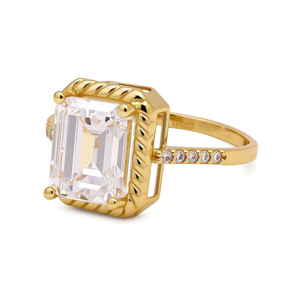 14K Yellow Gold Fashion Women's Ring with White Cz / Size: 7.5 / Weight: 2.5 GR / CCFWR4FS