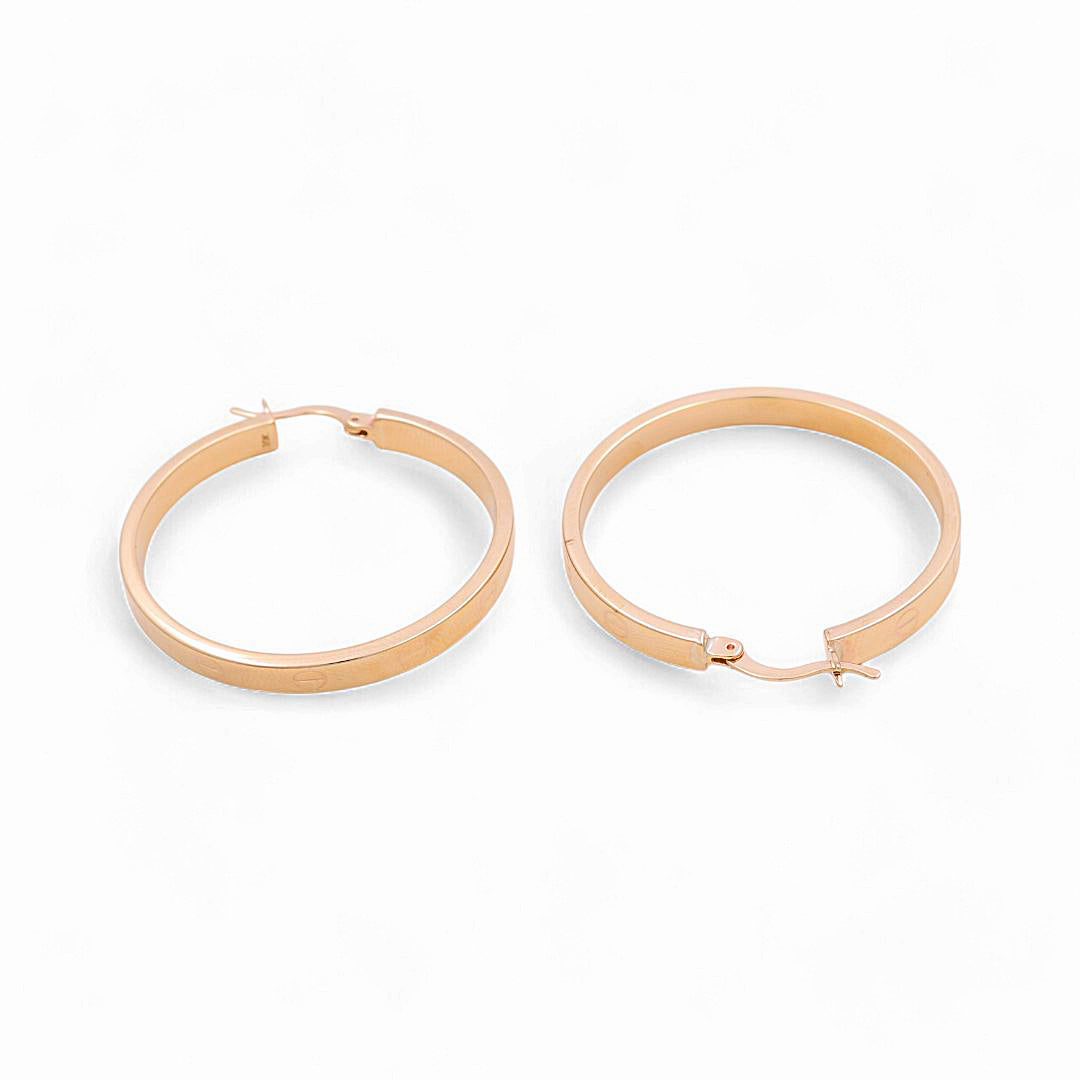 Aros de oro amarillo de 10 quilates con diamantes de imitación de moda / Tamaño: 4 mm x 34 mm / Peso: 4,9 gr / KOEH0CT4x34