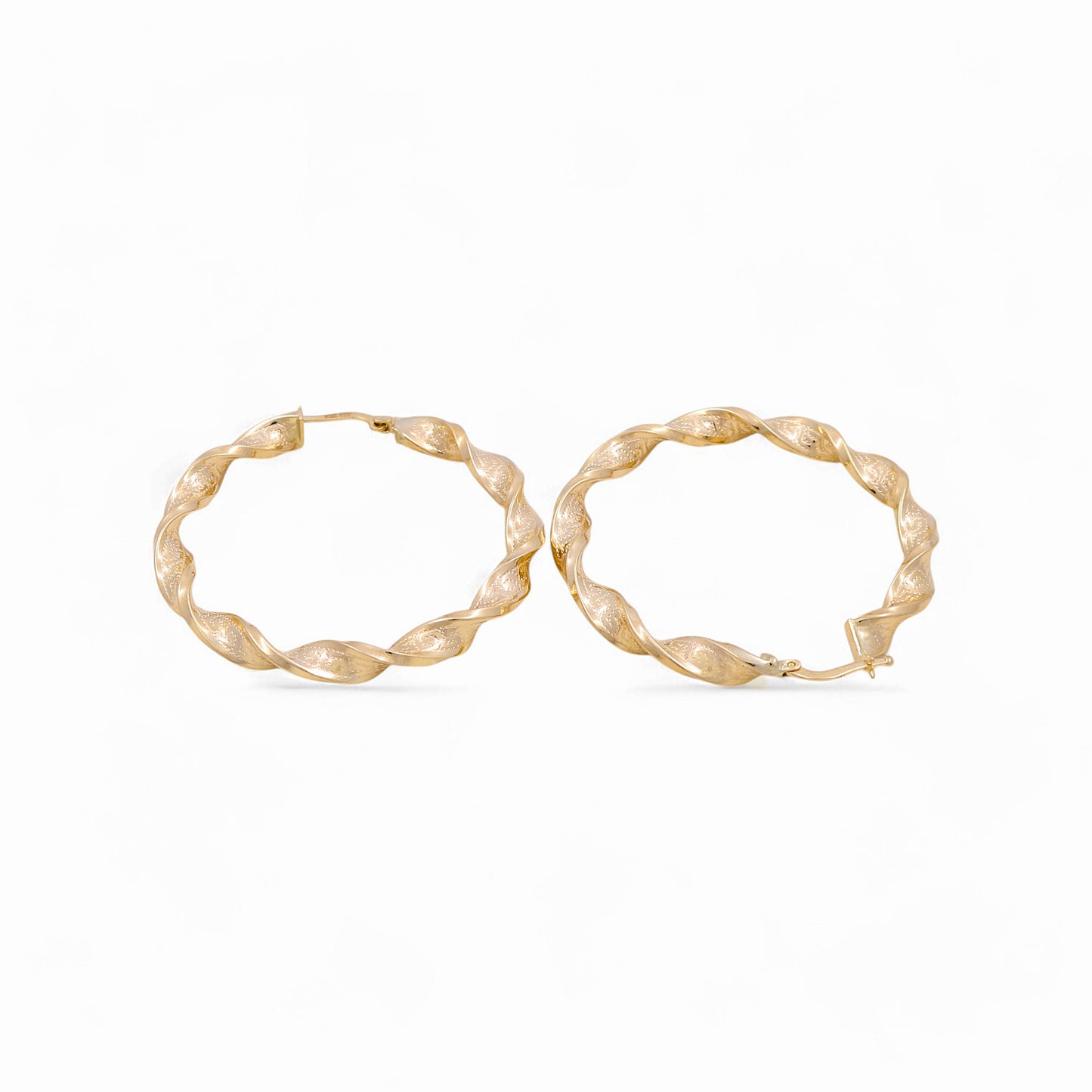14K Yellow Gold Twist with Greek Hoops Earrings / Size:5mm X 41mm / Weight: 5.3 GR / KOEH4TRGR5x41