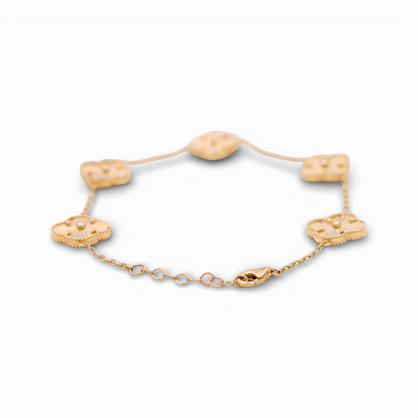 14K Yellow Gold Women's Bracelet with Five Clover / Size: 7.5" 13mm / Weight: 7.3 GR / DQWB4CLV-2