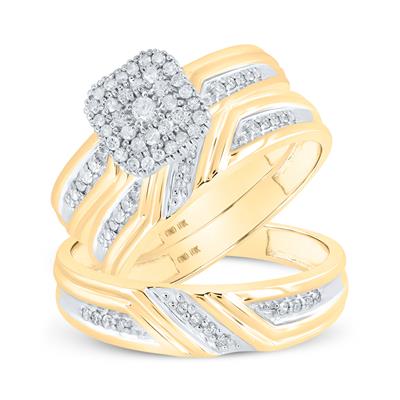 10K Yellow Gold Diamond Trio Set Ring / Stone: 1/3 CTW / Size: 7 & 10 / 112572