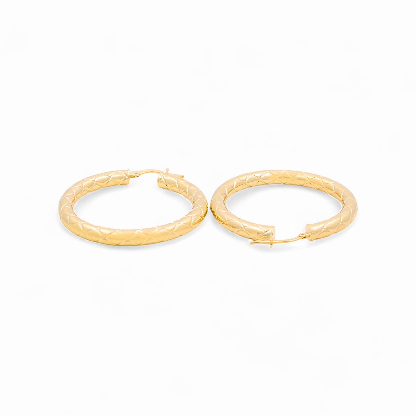 14K Yellow Gold Women's Fashion Hoops Earrings / Size: 3.5mmx25mm / Weight: 3.2 GR
