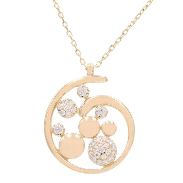 14K Yellow Gold Necklace With Fashion Pendant / Size: 16" / Weight: 3.4GR / Stone: Cz / CCNK4FS-5