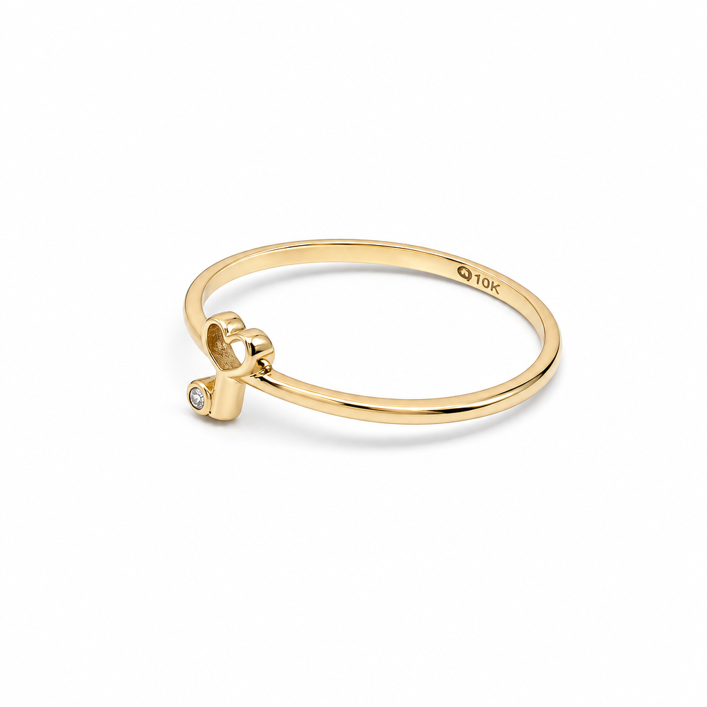10K Yellow Gold Heart Key Women's Ring / Size: 7 / Weight: 0.8 GR / DQWR0KY