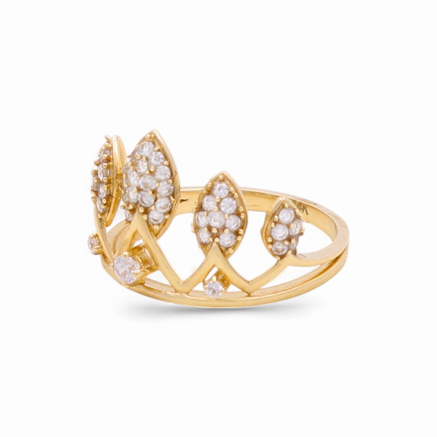 14k Crown Women's Ring with Cz / Size: 6.5 / Weight 2.2 GR