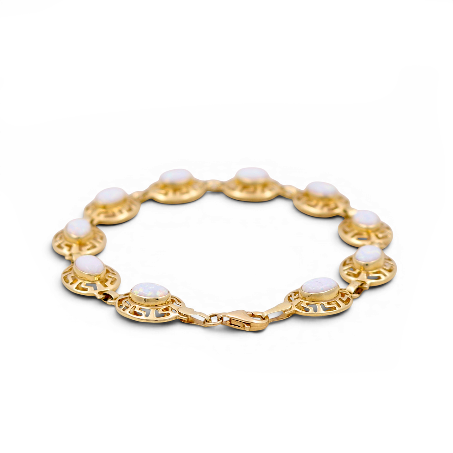 14K Yellow Gold Fashion Women's Bracelet With Mother of Pearl / Size: 7" / Weight: 10.3 GR