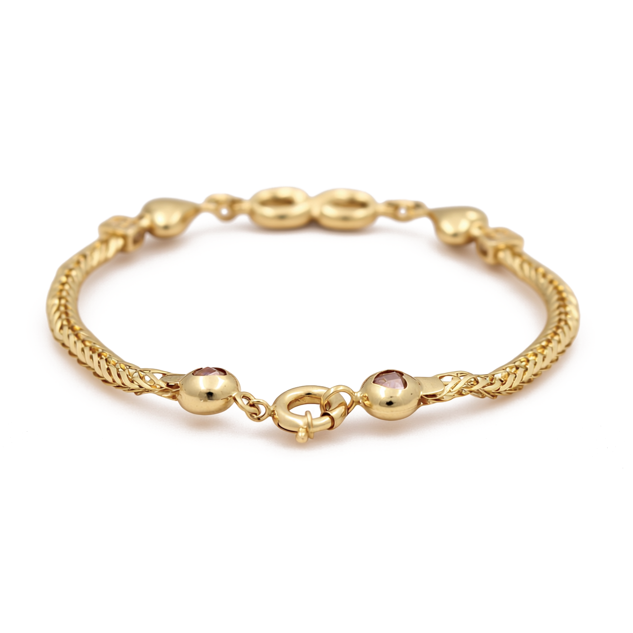 14K Yellow Gold Infinity Women's Bracelet with Hearts / Size: 7.5" / Weight: 6.1 GR / COWB4IFHR