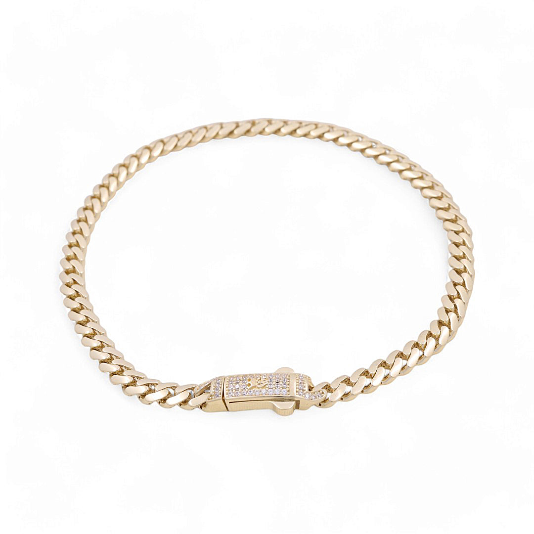 Pulseras de tobillo Monaco en oro amarillo de 14 quilates / Piedra: CZ / Tamaño 5 mm 10" / Peso 12,8 GR / COAB4MON5-10