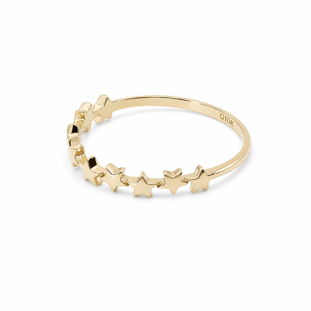 10K Yellow Gold Stars Women's Ring / Size: 7 / Weight: 0.8 GR / DQWR0ST