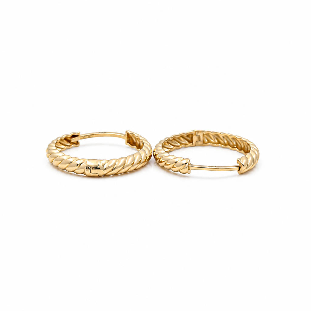 14K Yellow Gold Fashion Women's Hoops Earrings / Size: 2.5mmx16.5mm / Weight: 2.3 GR / DQEH4FS2.5X16.5