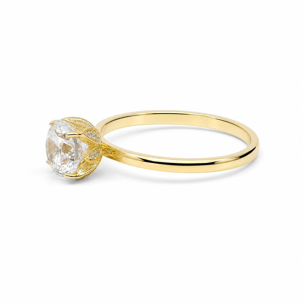 14K Yellow Gold Women's Engagement Ring / Stone: Cz / Size: 9 / Weight: 2.1 GR / DQWR4ER-2