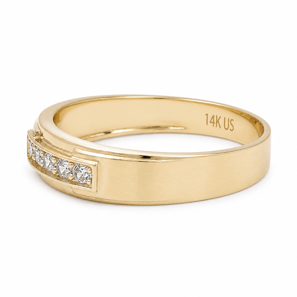 14K Yellow Gold Men's Wedding Band / Stone: Cz / Size: 10 / Weight: 2.8 GR