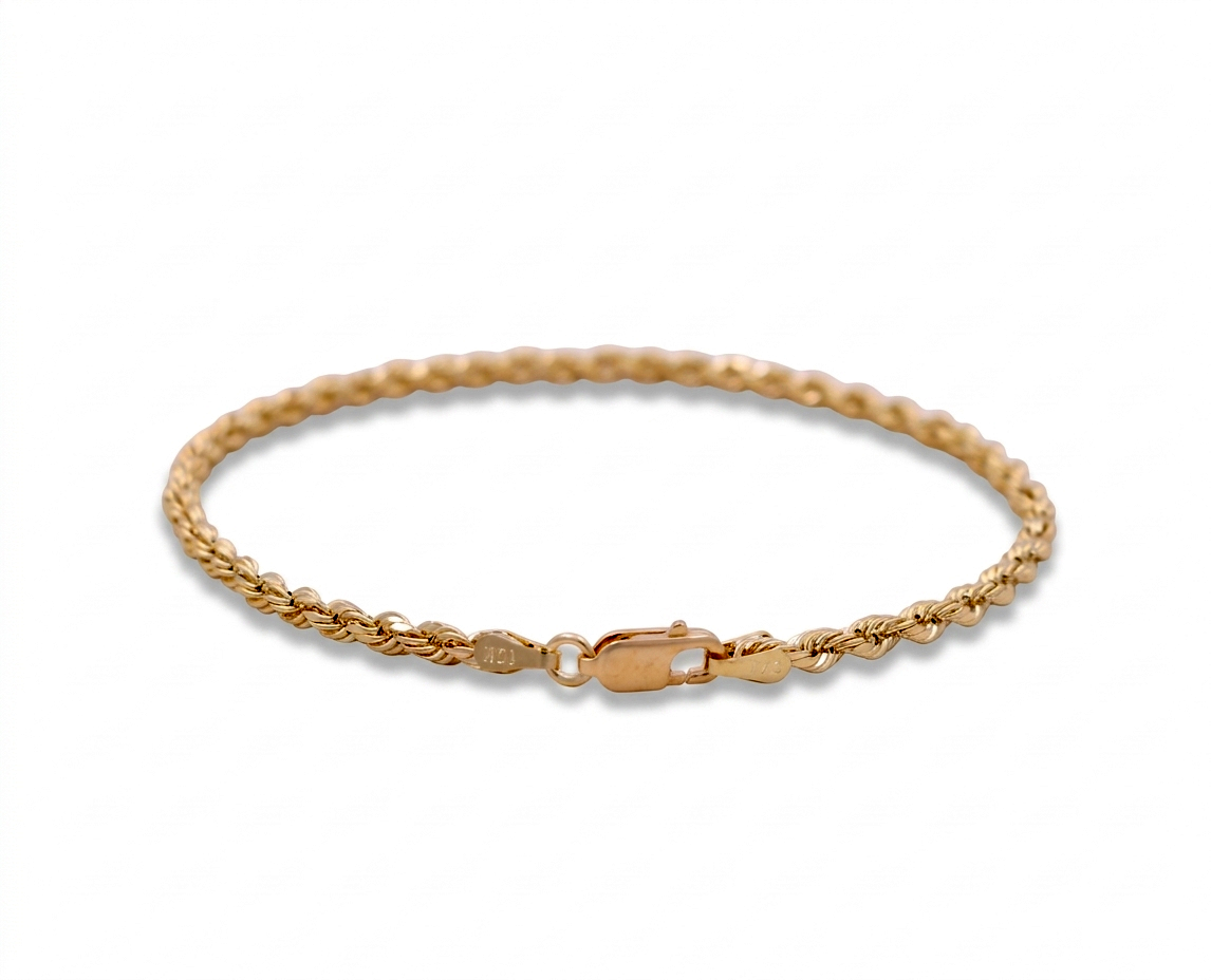 10K Yellow Gold Semisolid Rope Bracelet / Size: 3.7MM 7.5" / Weight: 3 GR / CSWB0RP3.7-7.5