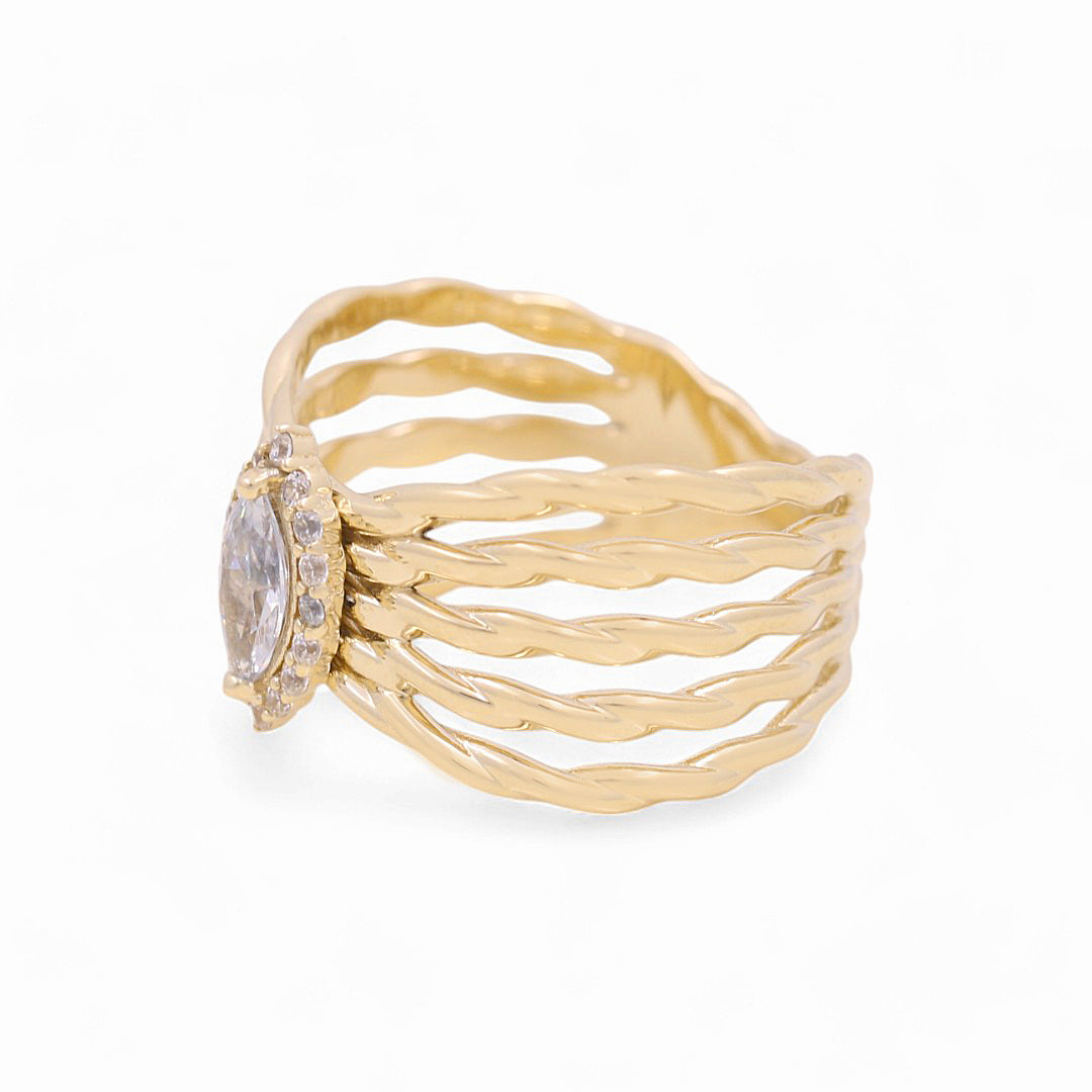 10K Yellow Gold Women's Fashion Ring with White Cz / Size: 7 / Weight: 4 GR / YYZ-5531