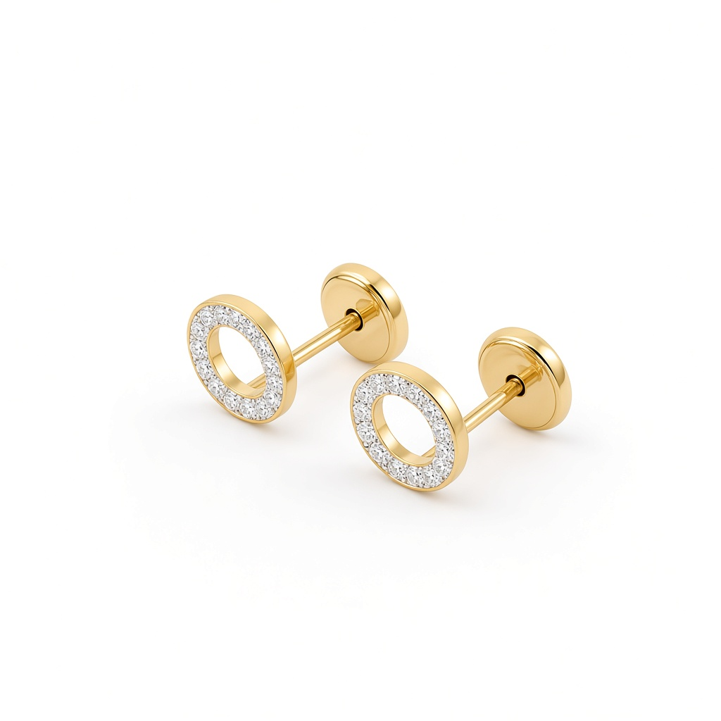 14K Yellow Gold Fashion Stud Earrings with Cz / 6-B87901PS6