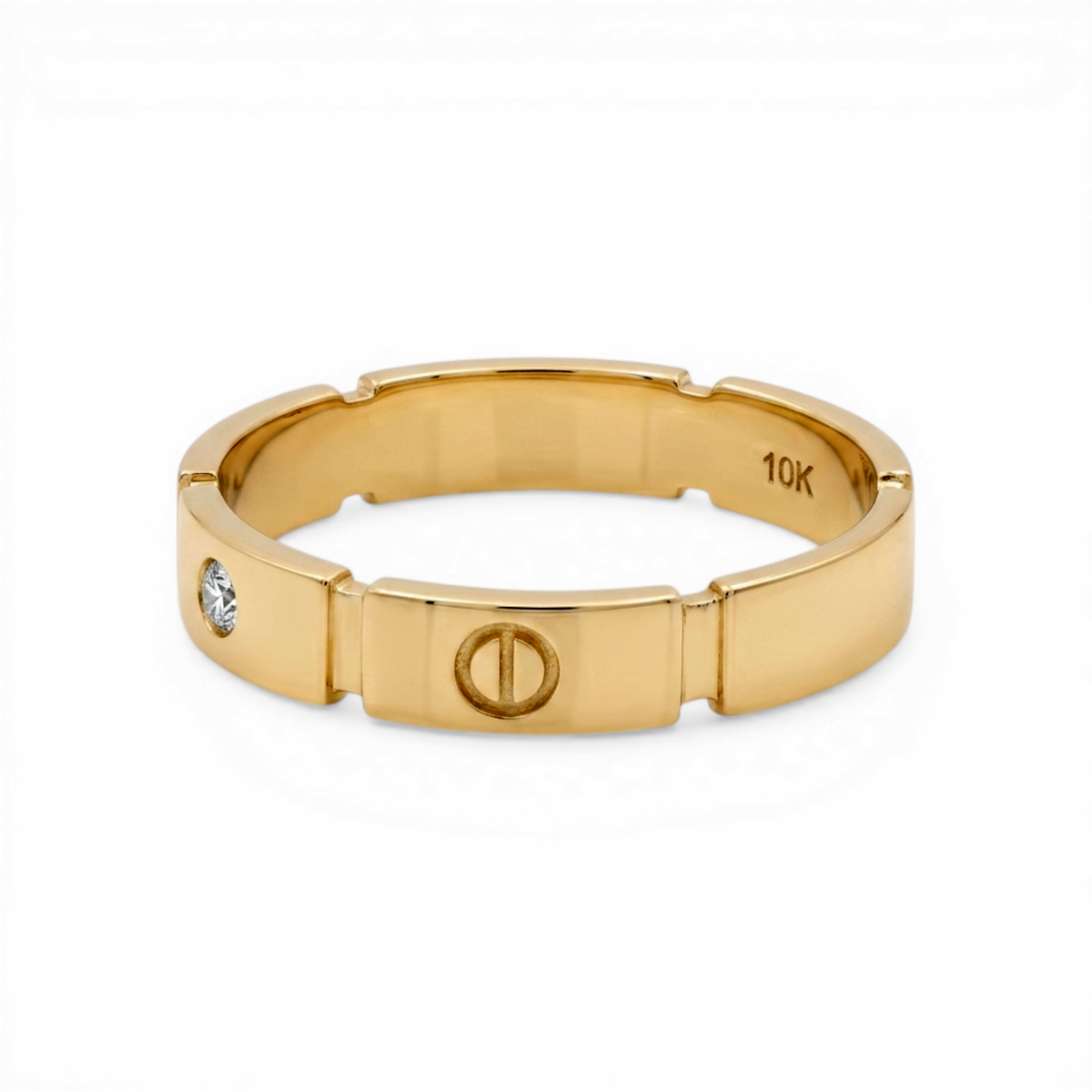 Anillo de matrimonio CT para hombre de oro amarillo 10K con zirconia / Talla: 11 / Peso: 4.5 GR / CLBMWB0BSCT