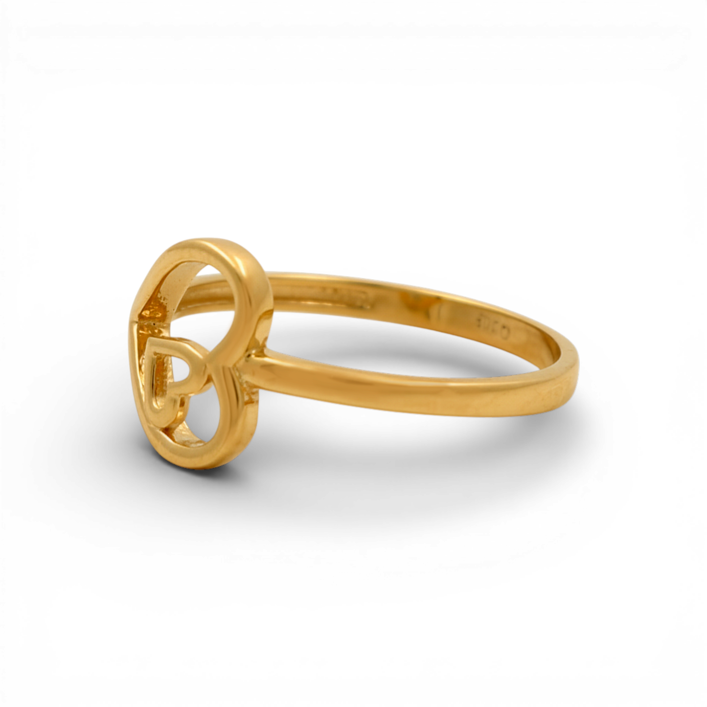 10K Yellow Gold Heart Women's Ring / Size: 8 / Weight: 1.4 GR
