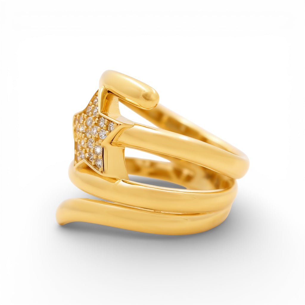 14K Yellow Gold Women's Fashion Star Ring / Size: 8 / Stone: Cz / Weight: 5 GR / Y24-938