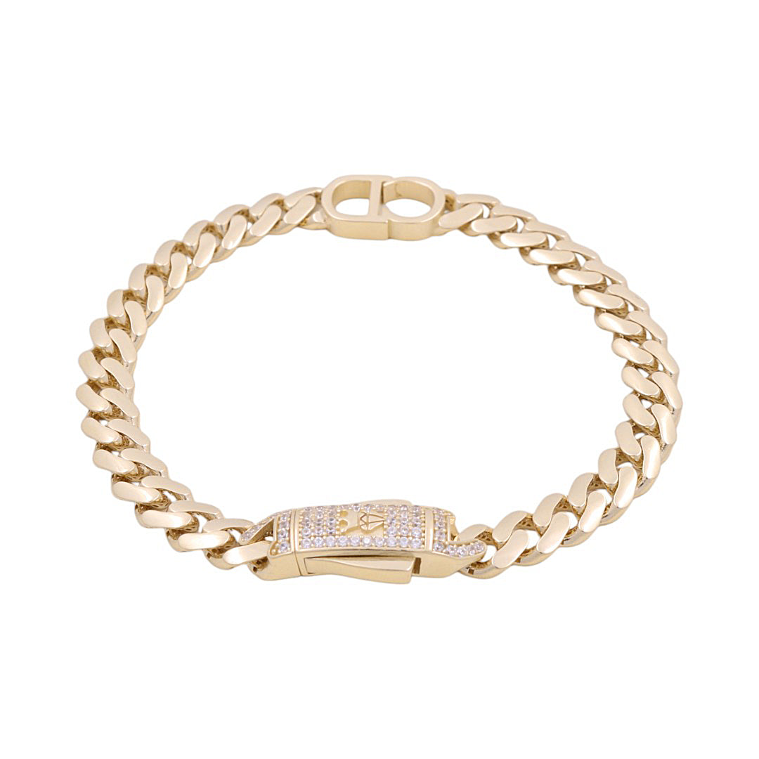 14K Yellow Gold Fancy Monaco Women's Bracelet CD / CZ / Size: 7.5" / Weight: 11.8 GR