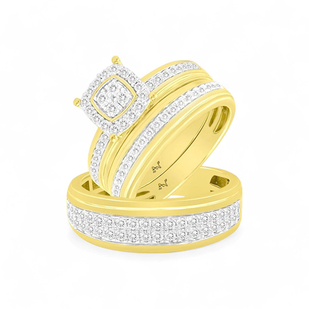 10K Yellow Gold Diamond Trio Set Ring / Stone: 1.00Ct / Size 7 & 10 / 300320Y