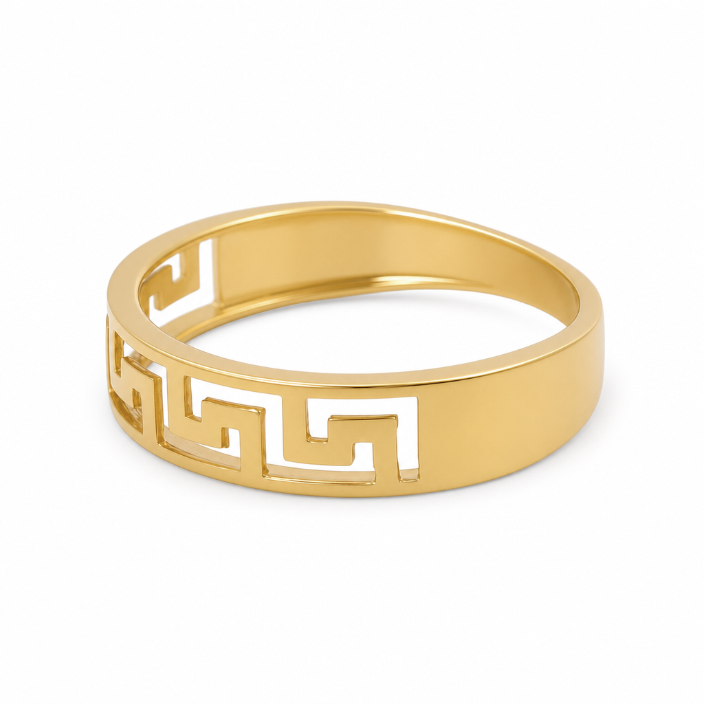 10K Yellow Gold Men’s Greek Wedding Band / Size: 12 / Weight: 2.3 GR