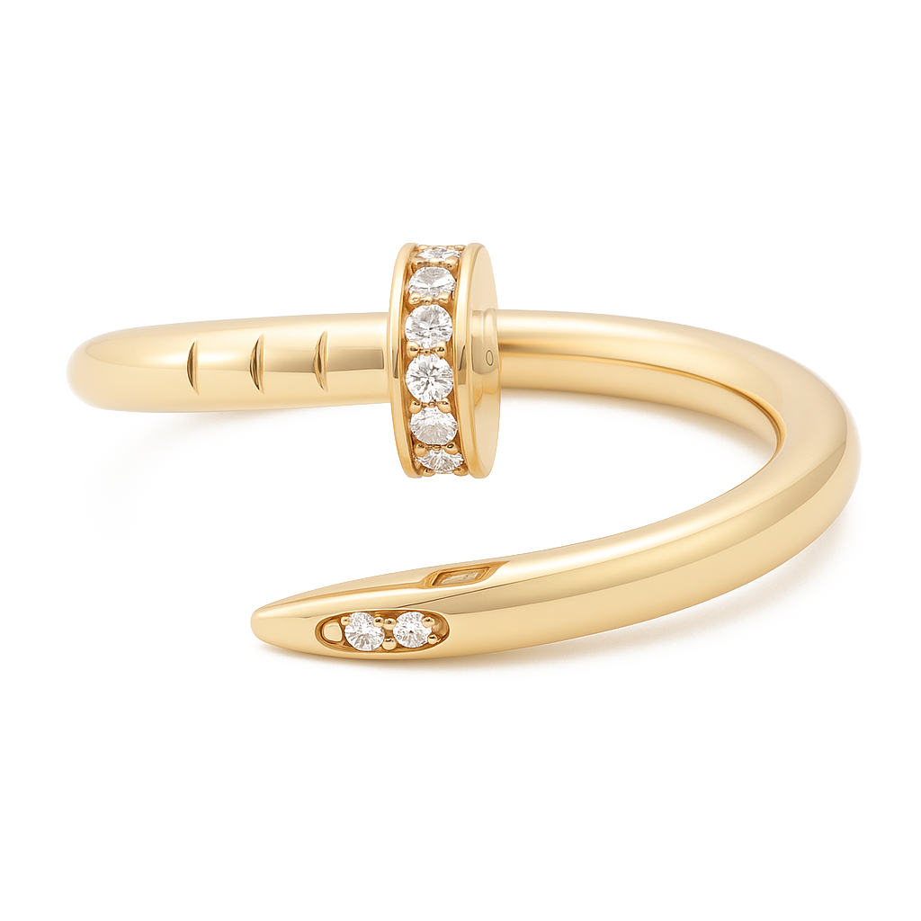 10K Yellow Gold Women's Nail Ring with Cz Stone / Size:9 / Weight: 2gr / DQWR0NL