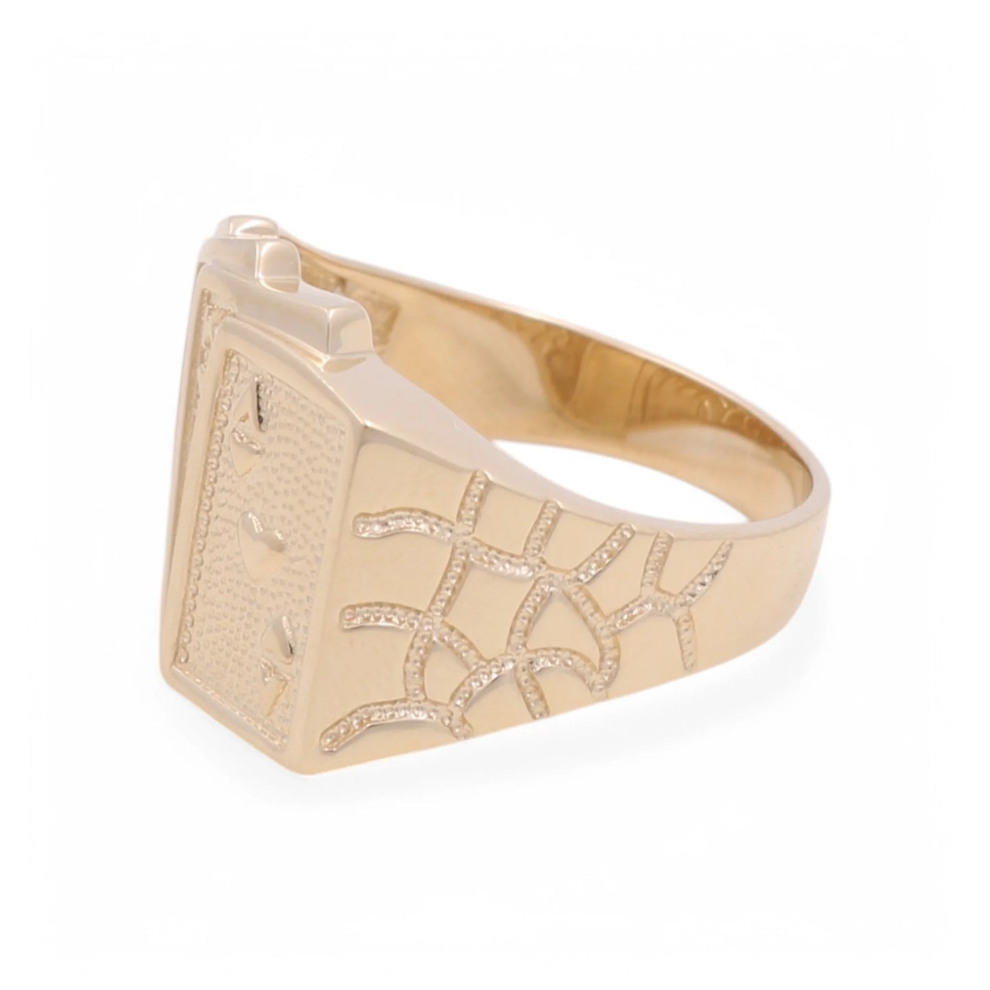 14K Yellow Gold Deck of Cards Men's Ring / Size:10 / Weight: 7.1 GR / KEEMR4CT