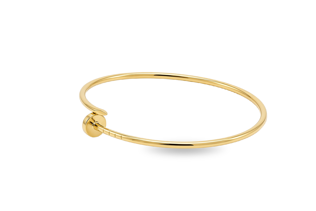 10K Yellow Gold Fashion Women's Nail Bangle Bracelet / Size: 18" / Weight: 3.1 GR / P04B-33