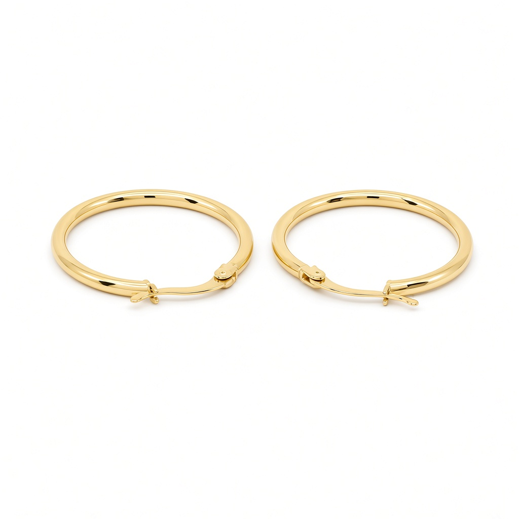 14K Yellow Gold Fashion Plain Hoop Earrings / Size: 2mmx23mm / Weight: 1.8 GR / DOEH4PL