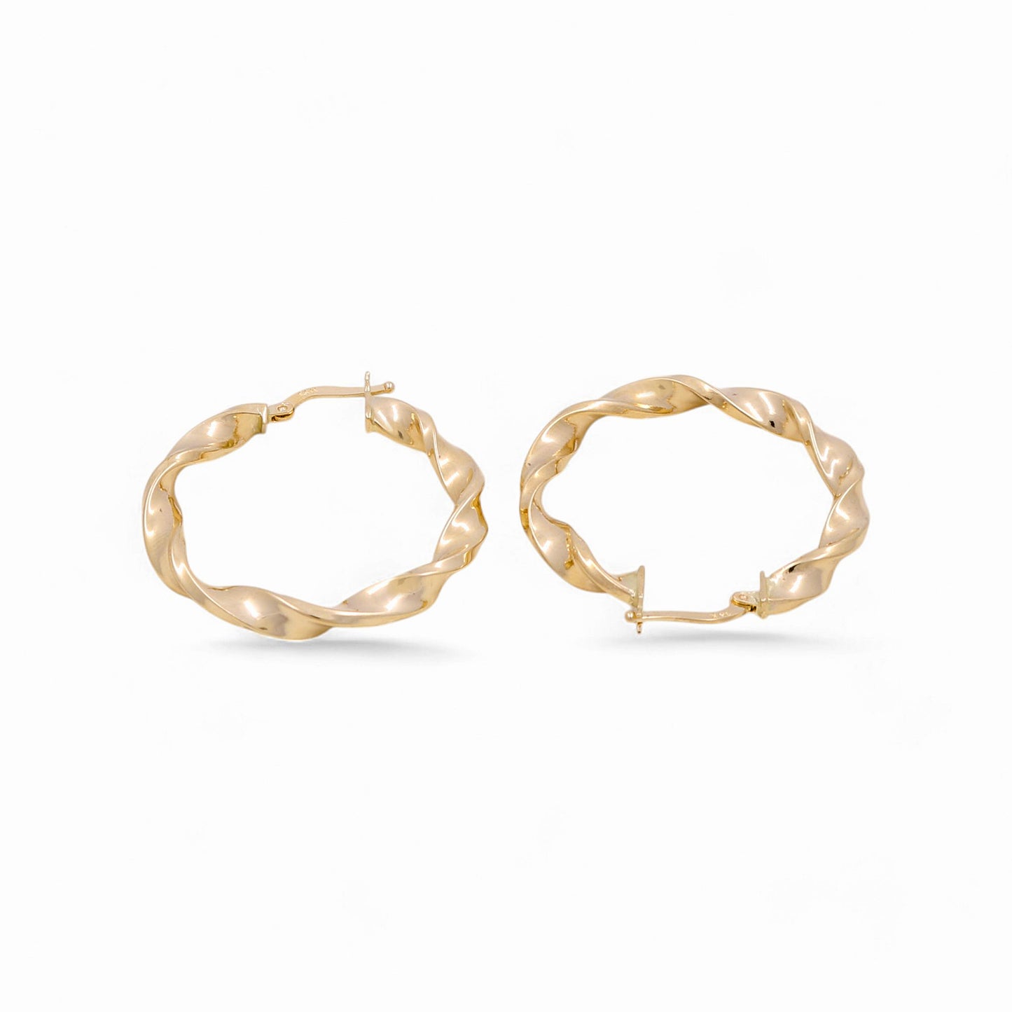 14K Yellow Gold Twist Hoops Earrings / Size: 4mm X 28mm / Weight: 3.5 GR / KOEH4TR4x28