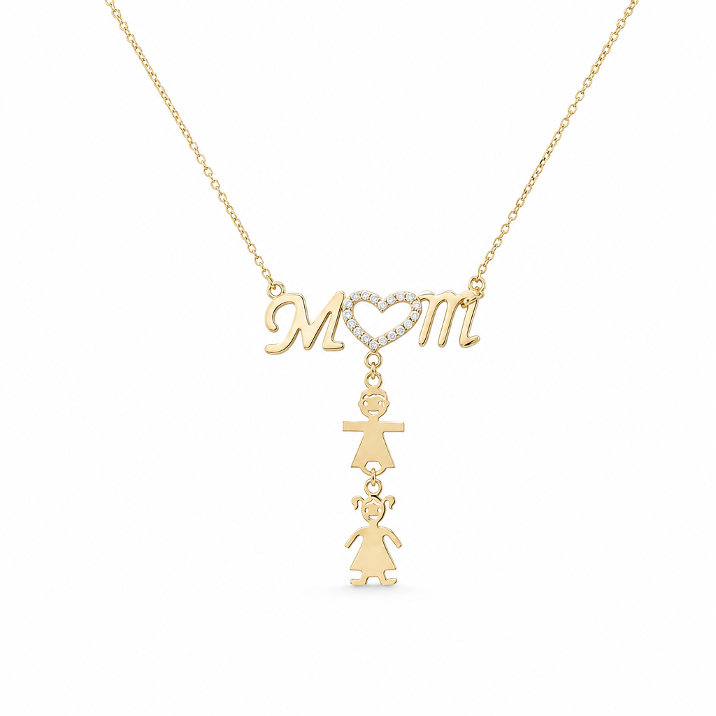 14K Yellow Gold Mom & Kids Necklace / Size: 18'' / Weight: 3.5 GR / P37N-8