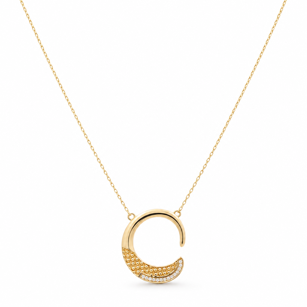 14K Yellow Gold Necklace With Fashion Pendant / Size: 16" / Weight: 5.5 GR / Stone: Cz