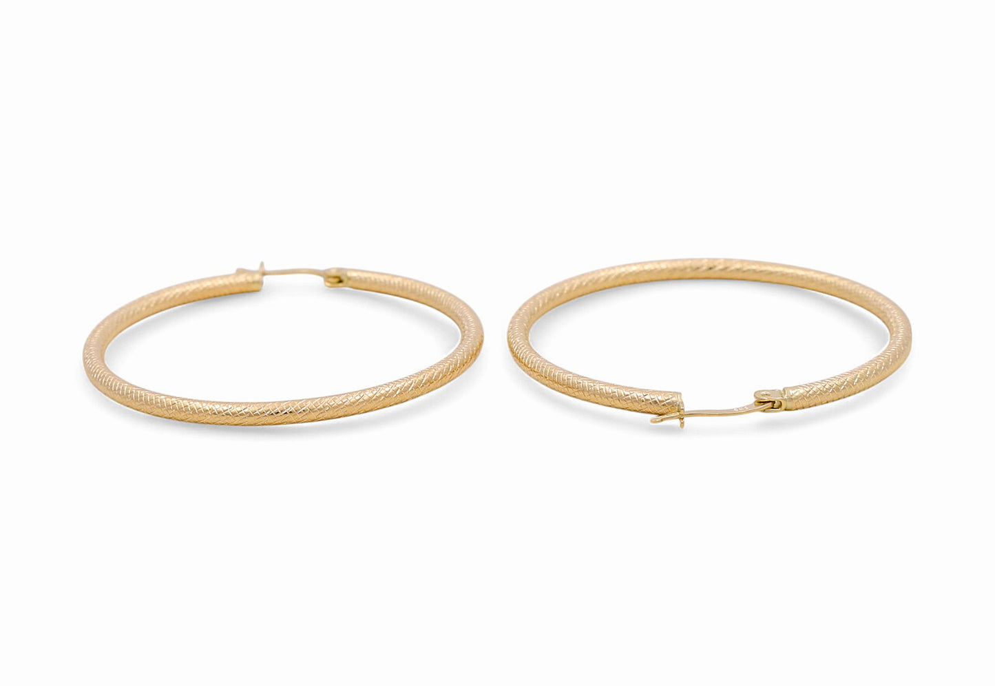 14K Yellow Gold Diamond Cut Hoops Earrings / Size: 2.5mm X 42mm / Weight: 4.8 GR / DPEH4DC2.5x42