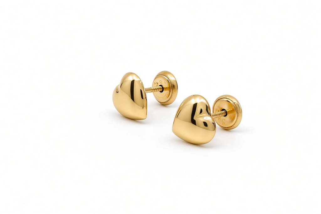 14K Yellow Gold Heart Stud Earrings / 6-543001PF7
