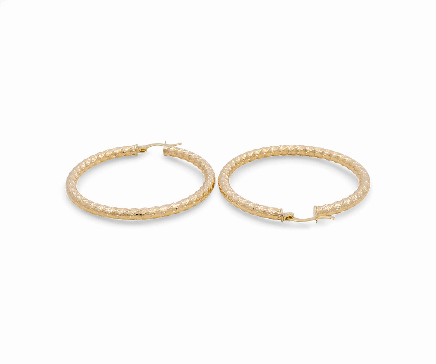 10K Yellow Gold Twist Hoops Earrings / Size: 3.5mm X 41mm / Weight: 5.4 GR / DPEH0TR3.5x41