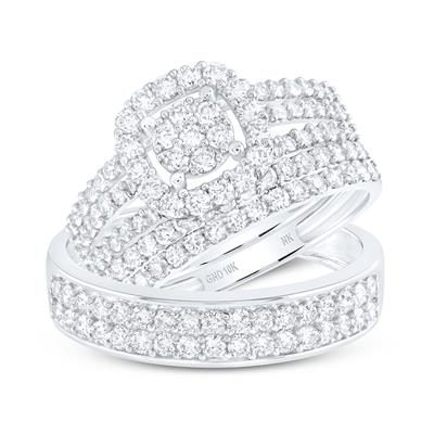 14K White Gold Diamond Trio Set / Size: sz7 sz10 / 167229